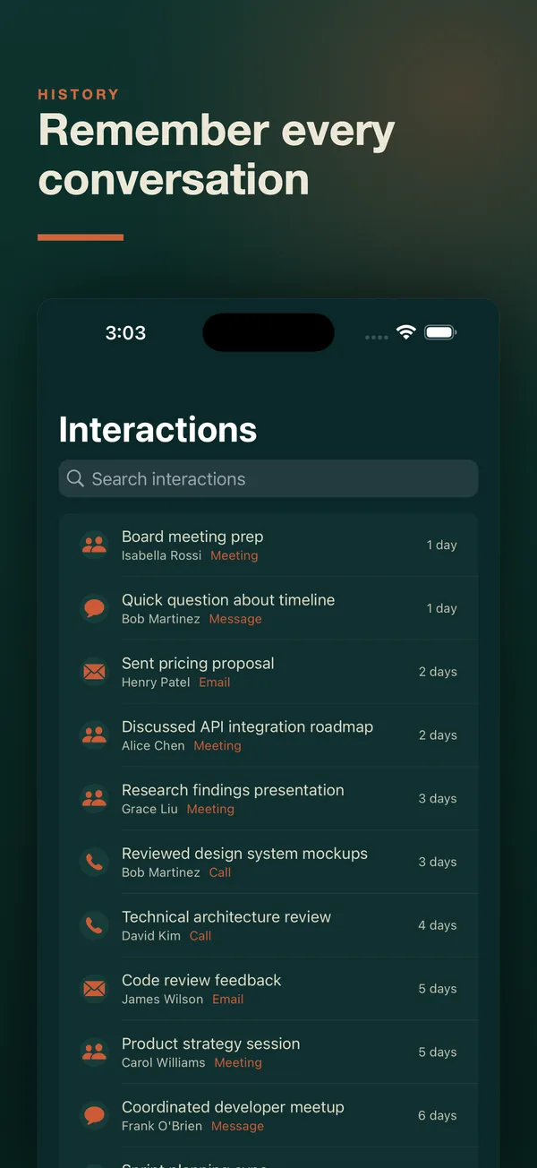 iPhone: the interactions timeline.